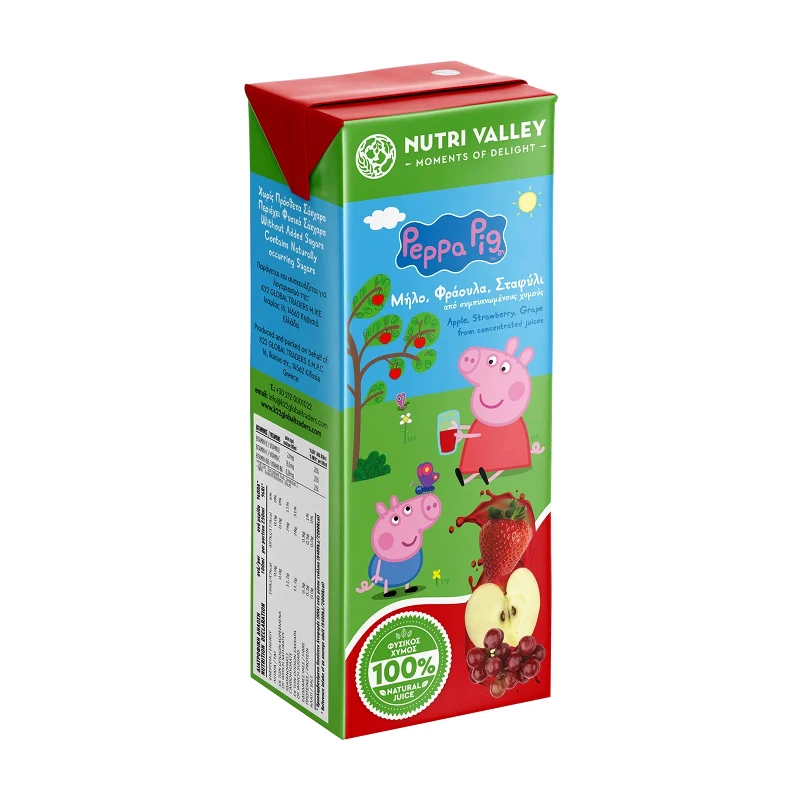 NUTRI VALLEY Φυσικός Χυμός Φράουλα Μήλο Σταφύλι 250ml