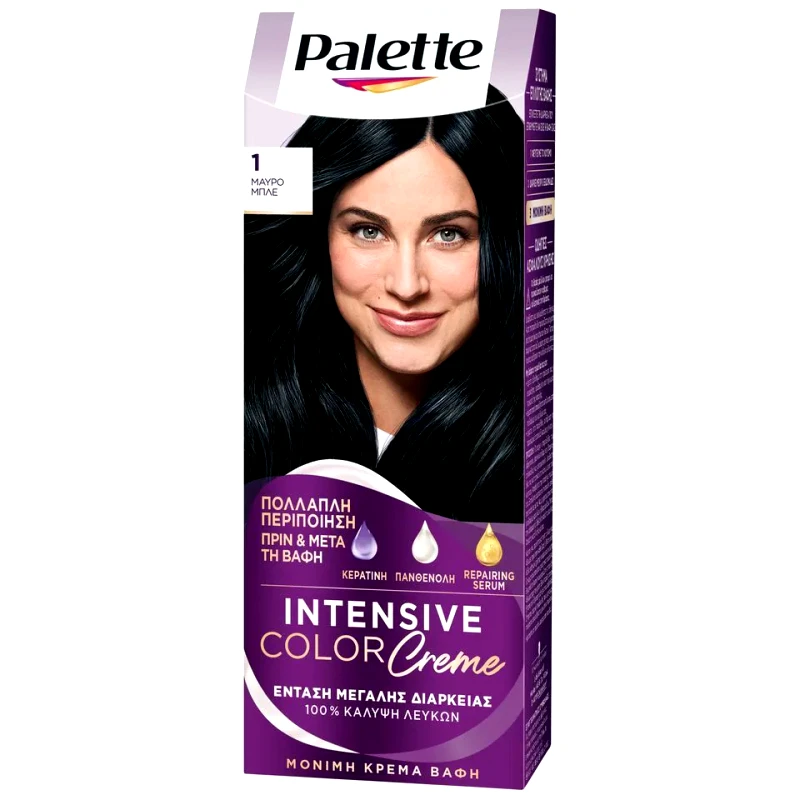 PALETTE Βαφή Μαλλιών Intensive Color 1 Μαύρο Μπλε 1 Τεμάχιο