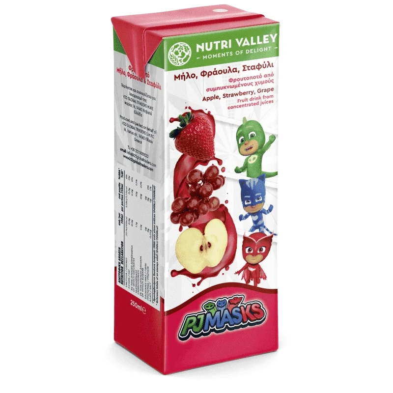 NUTRI VALLEY Φρουτοποτό Φράουλα Μήλο Σταφύλι 250ml