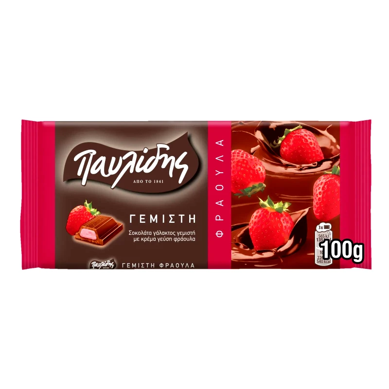 ΠΑΥΛΙΔΗΣ Σοκολάτα Γάλακτος Φράουλα 100gr