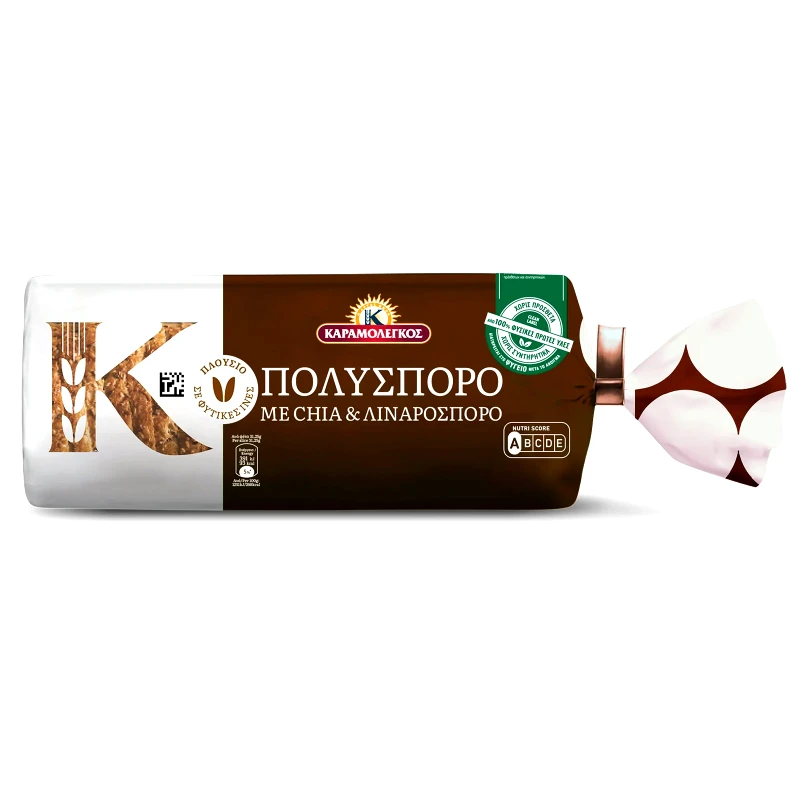 ΚΑΡΑΜΟΛΕΓΚΟΣ Ψωμί Τοστ Πολύσπορο με Chia Λιναρόσπορο 500g