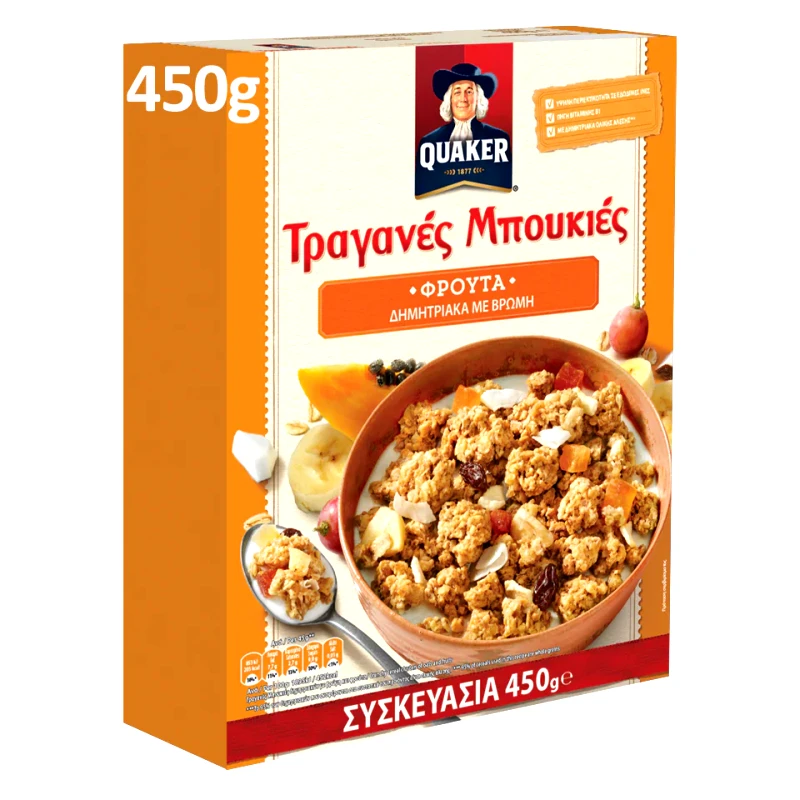 QUAKER Δημητριακά Τραγανές Μπουκιές Φρούτα 450gr