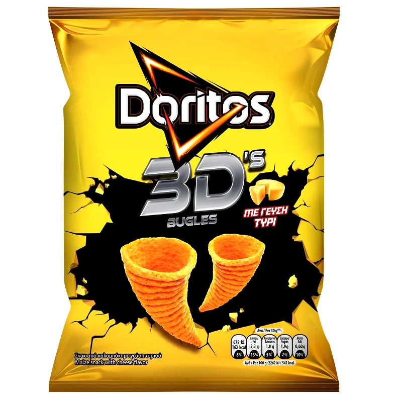 DORITOS Σνακ Καλαμποκιού 3D Bugles Τυρί 63g