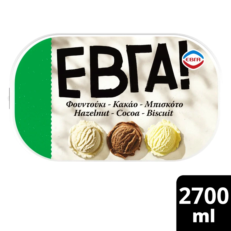 ΕΒΓΑ Παγωτό Φουντούκι Κακάο Μπισκότο 1.35kg