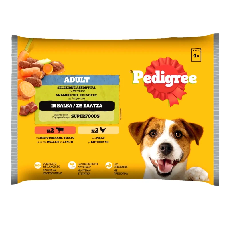 PEDIGREE Σκυλοτροφή Μοσχάρι Συκώτι και Κοτόπουλο 4x100g