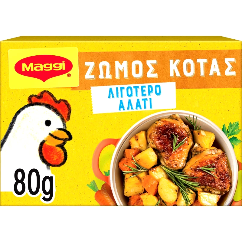 MAGGI Ζωμός Κότας Λιγότερο Αλάτι 80g