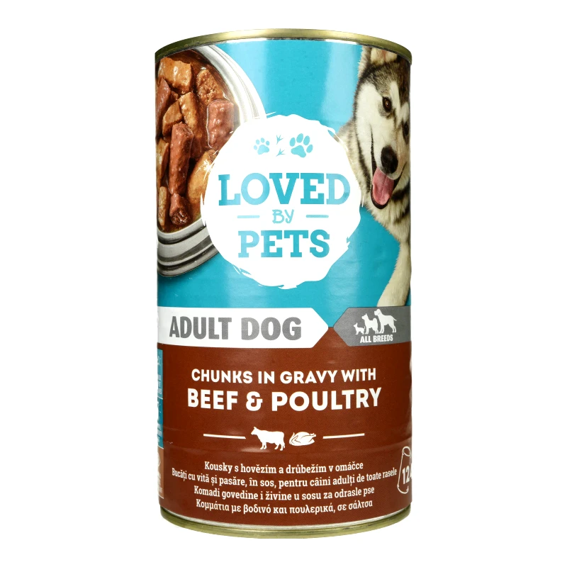 LOVED BY PETS Σκυλοτροφή Βοδινό και Πουλερικά σε Σάλτσα 1.24kg