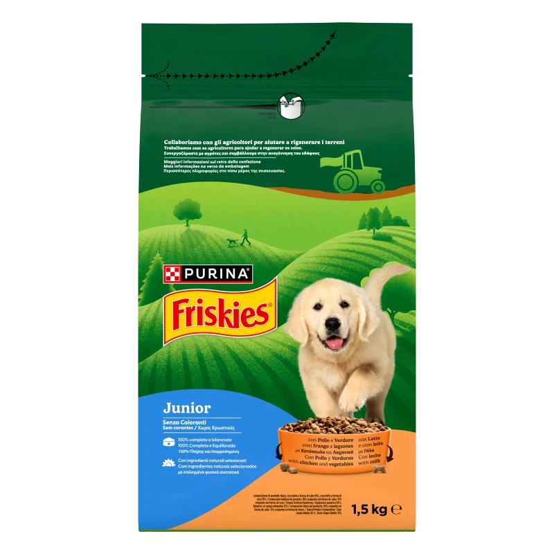 FRISKIES Σκυλοτροφή Junior Κοτόπουλο Λαχανικά 1.5kg