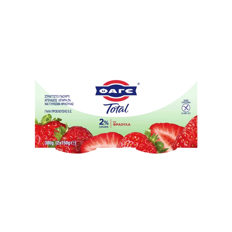 TOTAL Γιαούρτι Στραγγιστό 2% Φράουλα 2x150g