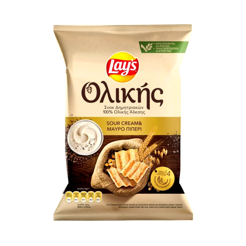 LAYS Τσιπς Ολικής Άλεσης Sour Cream & Μαύρο Πιπέρι 95g