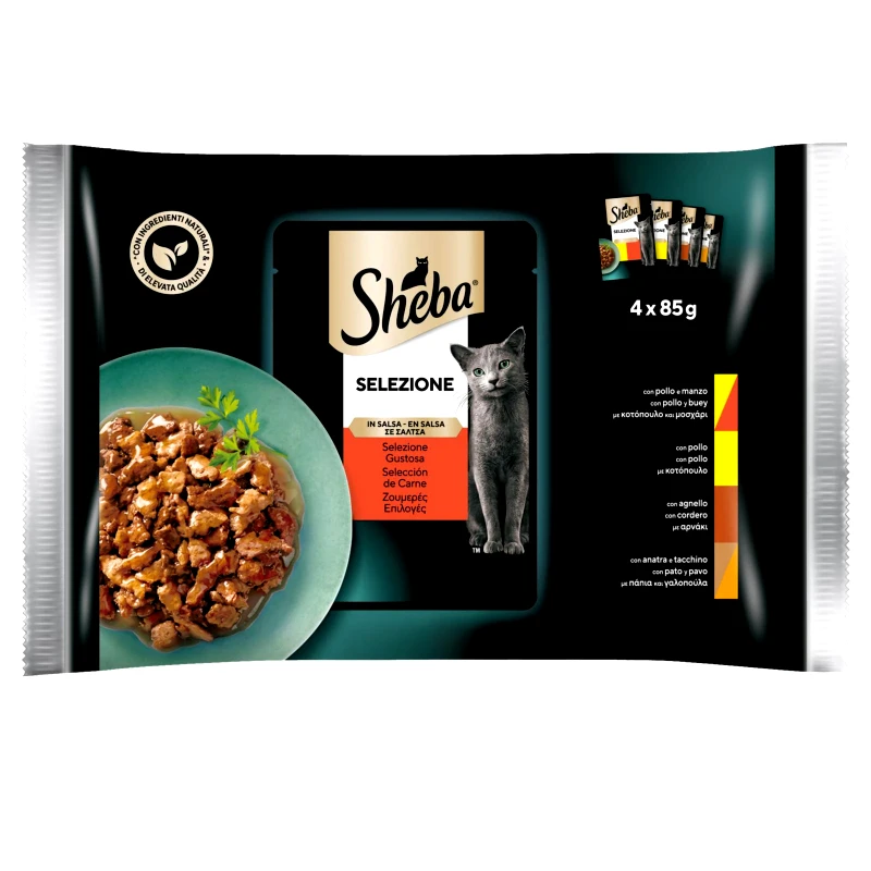 SHEBA Γατοτροφή Selezione Κρεατικά σε Σάλτσα 4x85g
