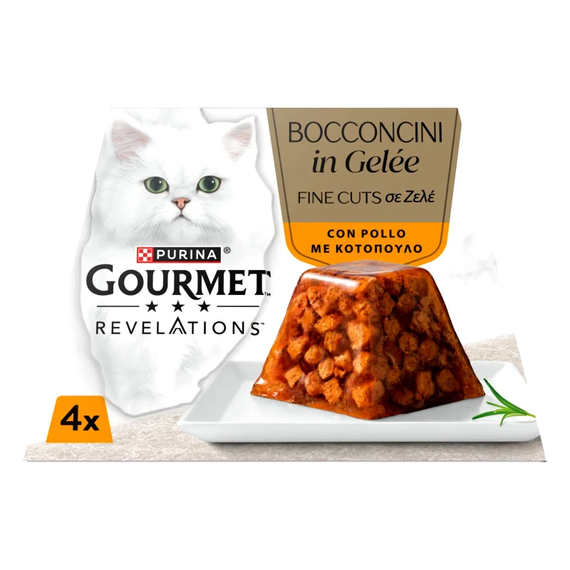 GOURMET Γατοτροφή Revelations Fine Cuts Κοτόπουλο σε Ζελέ 4x57g