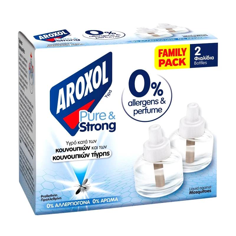AROXOL Αντικουνουπικό Υγρό Pure & Strong Ανταλλακτικό 2x25ml