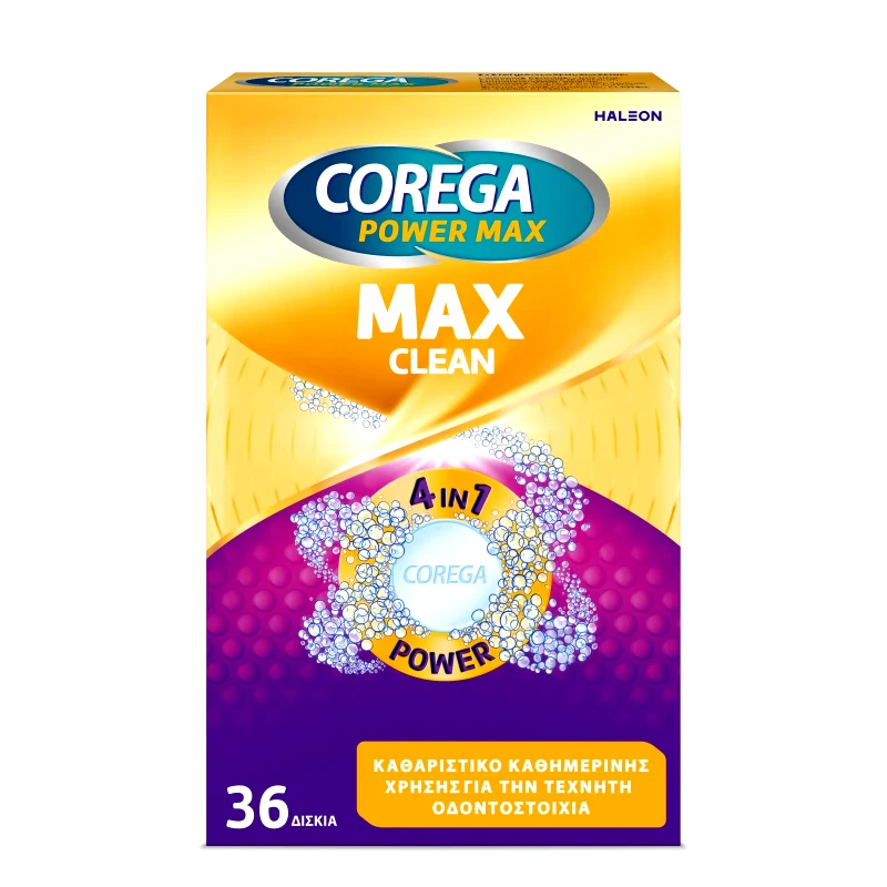 COREGA Καθαριστικά Δισκία Max Clean για Τεχνητές Οδοντοστοιχίες 36 Τεμάχια