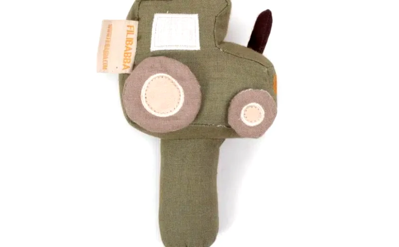 Filibabba Filibabba Linen Rattle – Tractor