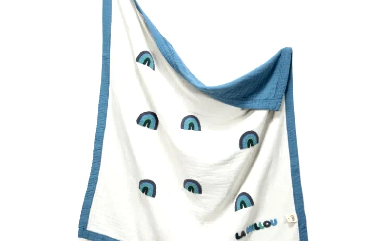 Baby Shower Κουβέρτα Μουσελίνας Blue Rainbow