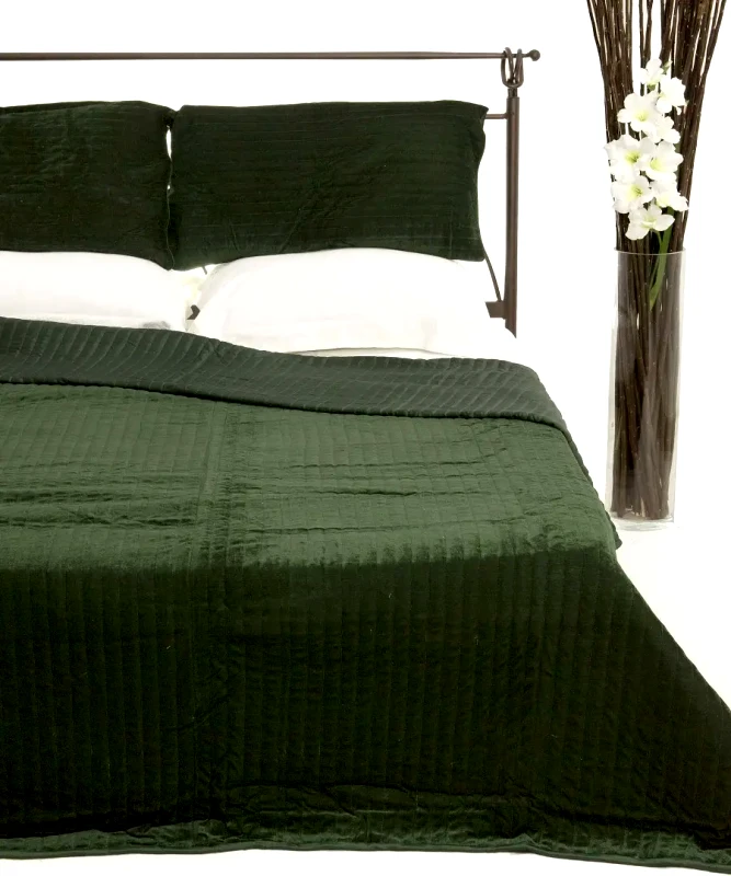 Silk Fashion Σετ Κουβερλί Υπέρδιπλο Silk Fashion Velvet Πράσινο 220x240