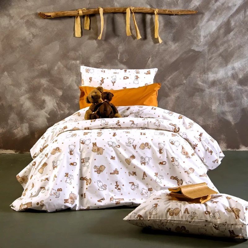 Sb Home Παπλωματοθήκη Μονή Sb Home Alphabet Beige 160x240