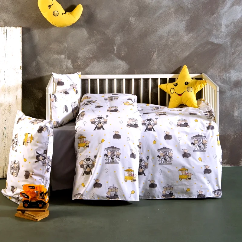 Sb Home Σετ Σεντόνια Κούνιας 3 Τεμαχίων Sb Home Luna Park Grey 120x160