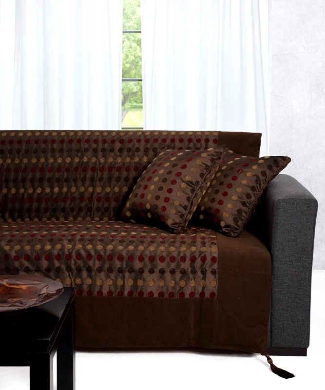 Silk Fashion Ριχτάρι Πολυθρόνας Silk Fashion 602 Πουά Καφέ 150x180