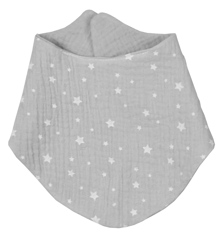 Baby Oliver Σαλιάρα Μπαντάνα Διπλής Όψης Baby Oliver Des. 370 - Muslin Grey 59x24