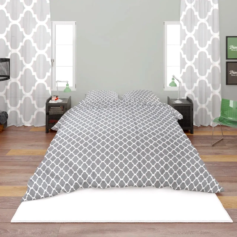 Dimcol Σετ Σεντόνια King Size 4 Τεμαχίων Dimcol Windows 135 Grey 240x270