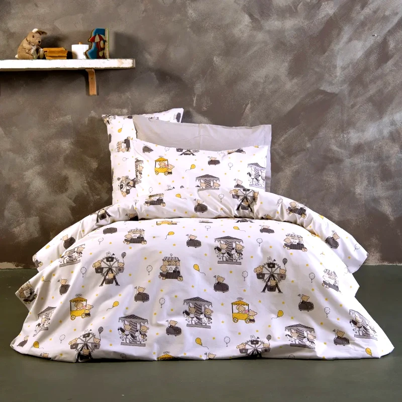 Sb Home Σετ Σεντόνια Λίκνου 2 Τεμαχίων Sb Home Luna Park Grey 80x110