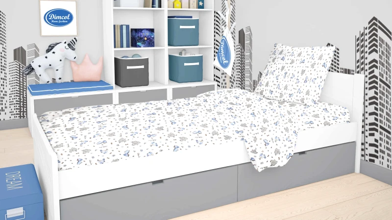 Dimcol Παπλωματοθήκη Μονή Dimcol Elephant 174 Blue 160x240