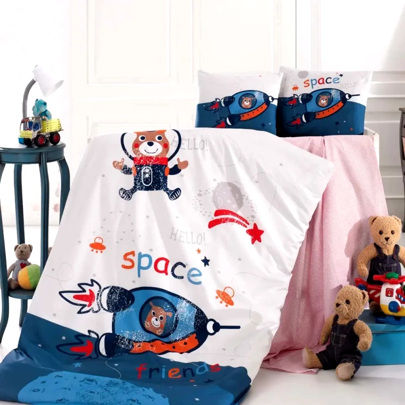 Sb Home Σετ Σεντόνια Κούνιας Sb Home Space Μπλε 110x150