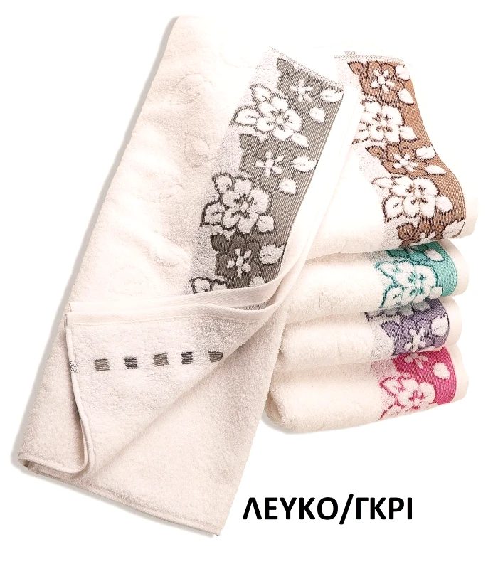 Dimcol Πετσέτα Σώματος Dimcol Ερατώ Λευκό/Γκρι 70x140