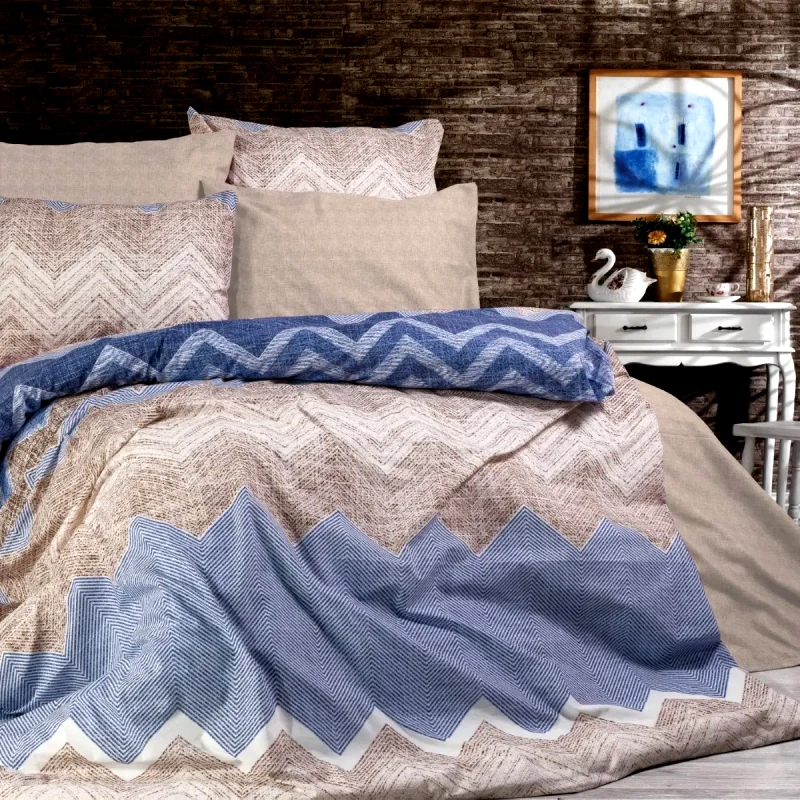 Dimcol Σετ Σεντόνια King Size 4 Τεμαχίων Dimcol Αθηνά 407 Beige-Blue 240x270
