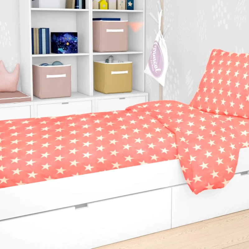 Dimcol Παιδική Παπλωματοθήκη Μονή Dimcol Star 34 Coral 160x240
