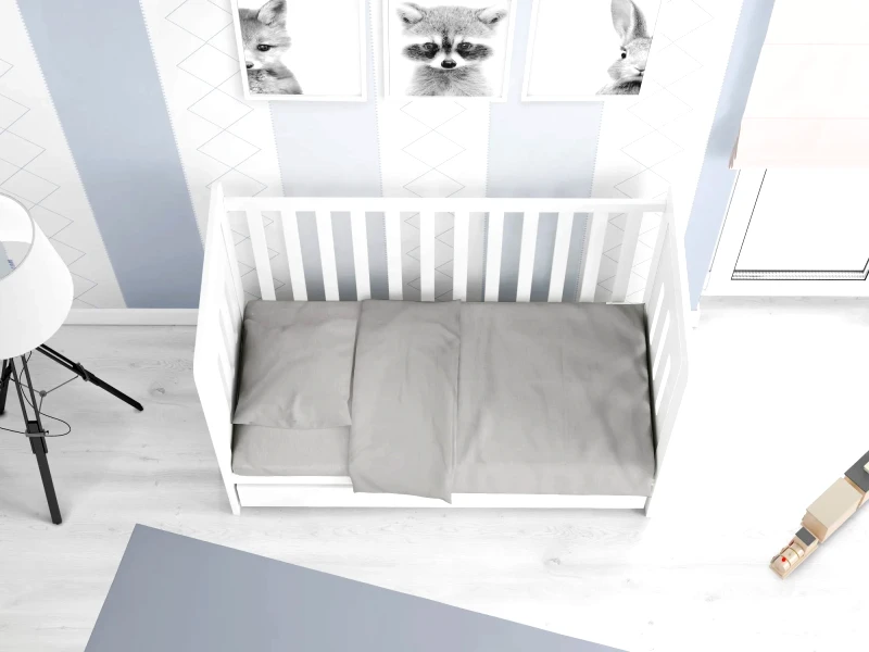 Dimcol Σετ Σεντόνια Κούνιας 3 Τεμαχίων Dimcol Solid 496 Elephant 120x160