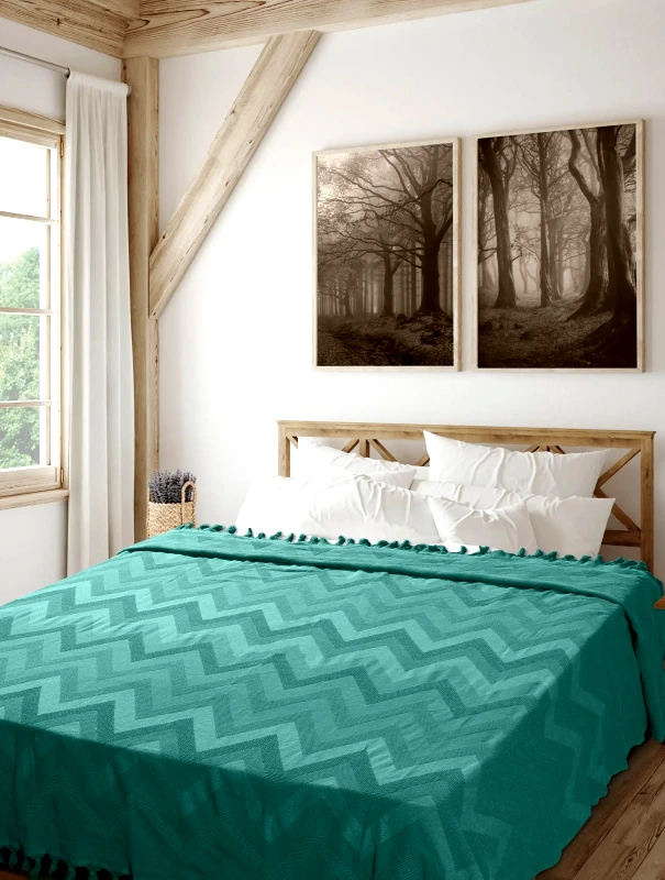 MADI Κουβέρτα Πικέ Υπέρδιπλη Madi Golwe Petrol 220x240