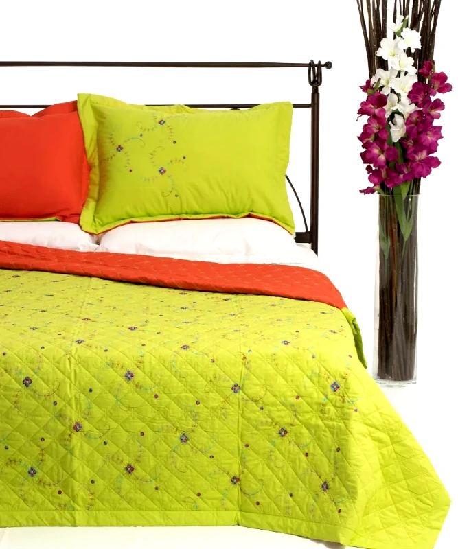 Silk Fashion Σετ Κουβερλί Υπέρδιπλο Silk Fashion 24 Λαχανί 220x240