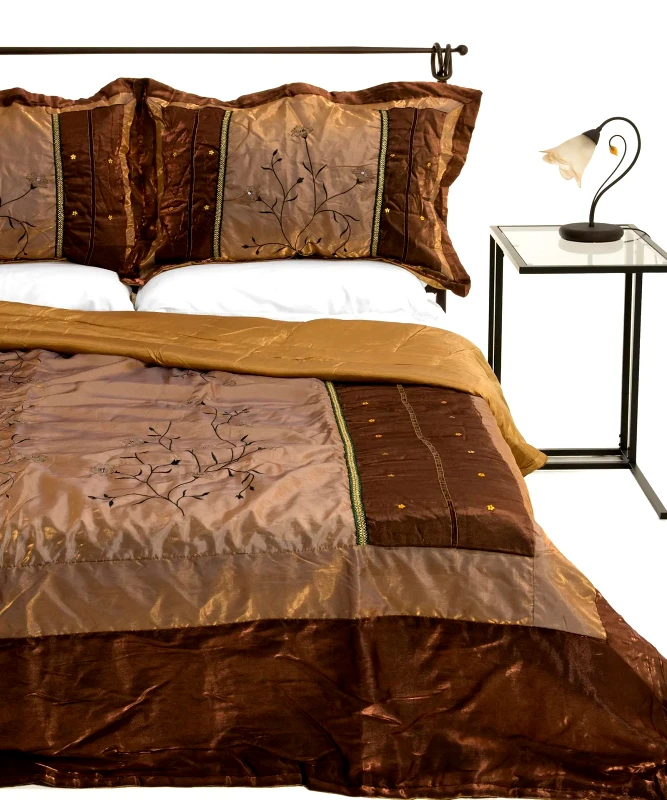 Silk Fashion Σετ Κουβερλί Μονό Silk Fashion 10507 Καφέ 160x220
