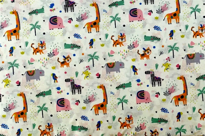 Dimcol Σεντόνι Λίκνου Dimcol Zoo 556 80X110 White-Multi 100% Cotton