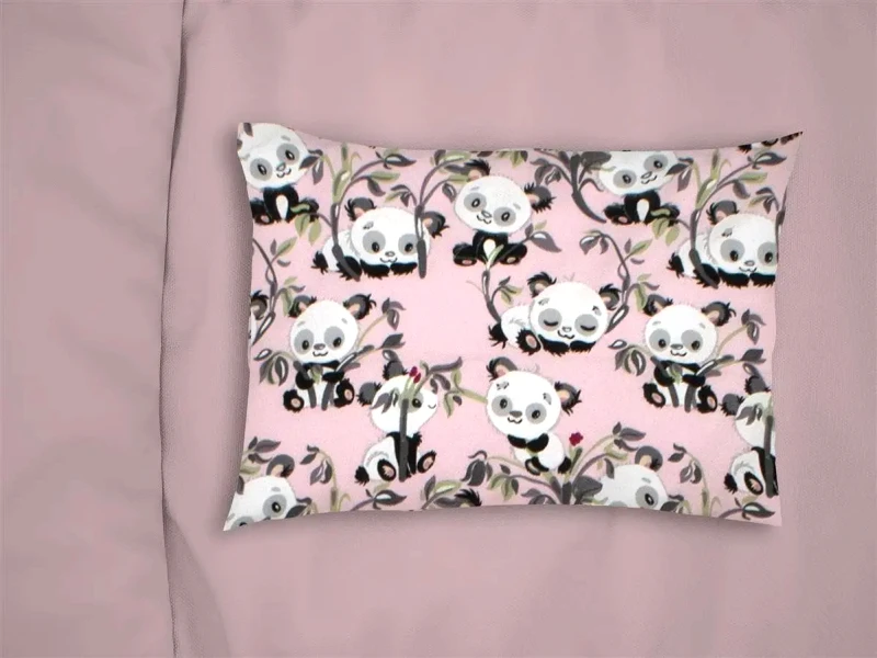 Dimcol Παιδική Μαξιλαροθήκη Φανελένια Dimcol Panda Bear 97 50X70 Pink 100% Cotton