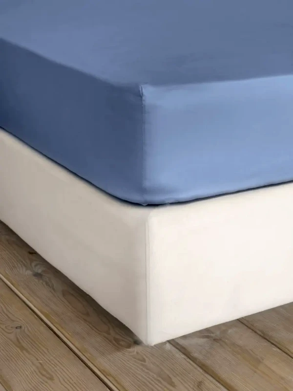 Nima Σεντόνι King Size με Λάστιχο Nima Superior Satin Shadow Blue 185x205+35