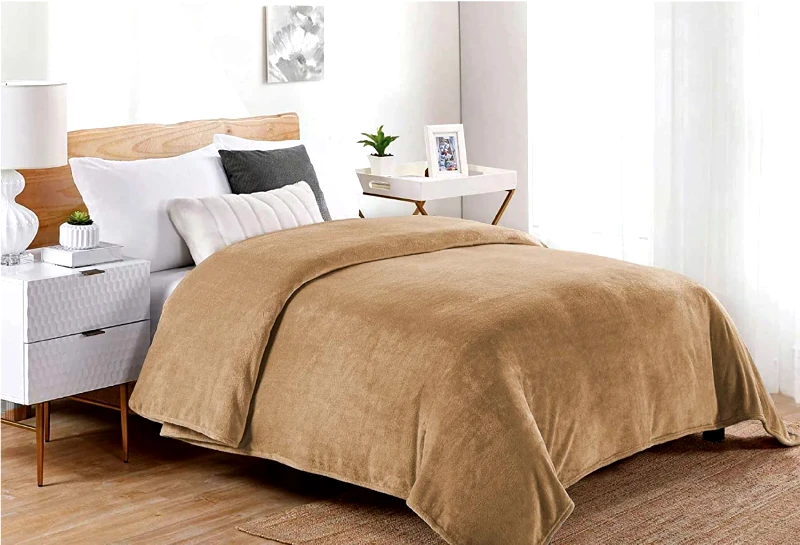 Dimcol Κουβέρτα Fleece Υπέρδιπλη Dimcol Μονόχρωμη 02 Beige 220x240