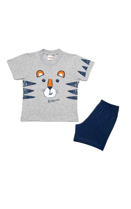 Minerva Πυτζάμα Βρεφική Καλοκαιρινή Minerva Tiger Roar Γκρι 61945-133 Μέγεθος - No3