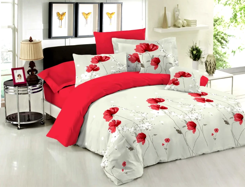 Le Blanc Σετ Πάπλωμα Le Blanc Premium Cotton 100% Anemone Red Υπέρδιπλο 220x240