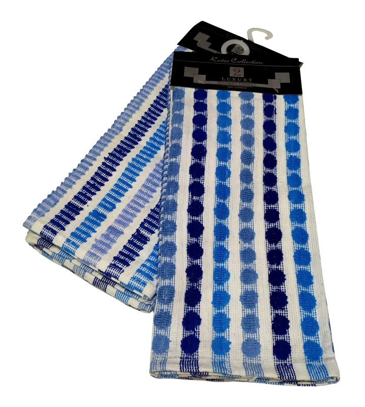 ΚΟΜΒΟΣ Σετ Ποτηρόπανα 2τεμ-ΚΟΜΒΟΣ πετσετέ LUXURY 100% Cotton 45x65 Blue