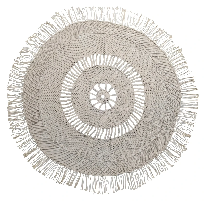 ΚΟΜΒΟΣ Χαλί Macrame ΚΟΜΒΟΣ Στρογγυλό 100% Cotton Natural Φ150