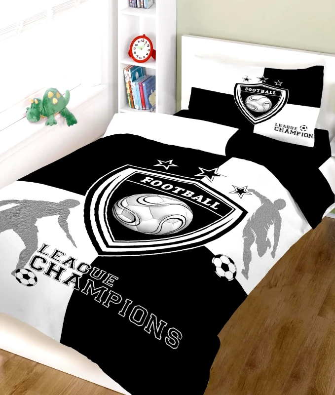 ΚΟΜΒΟΣ Σετ σεντόνια ΚΟΜΒΟΣ champions BLACK WHITE μονά 160x240