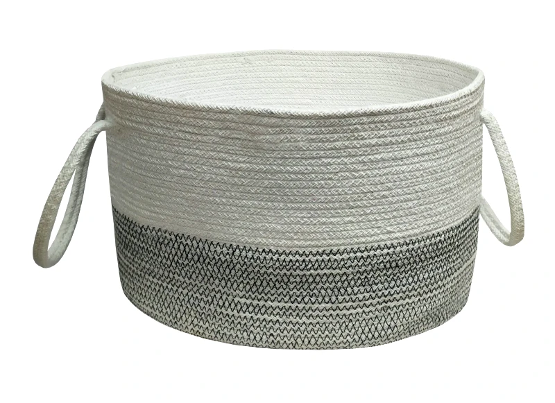 ΚΟΜΒΟΣ Καλάθι Πλεκτό ΚΟΜΒΟΣ 100% Βαμβάκι White - Grey 25x25x40