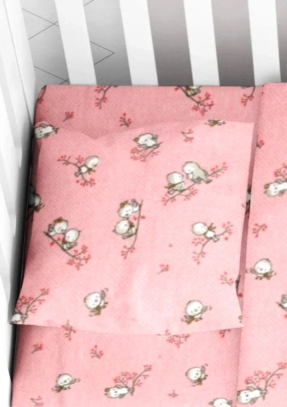 Dimcol Βρεφική Μαξιλαροθήκη Φανελένια Dimcol Birds 15 35Χ45 Pink