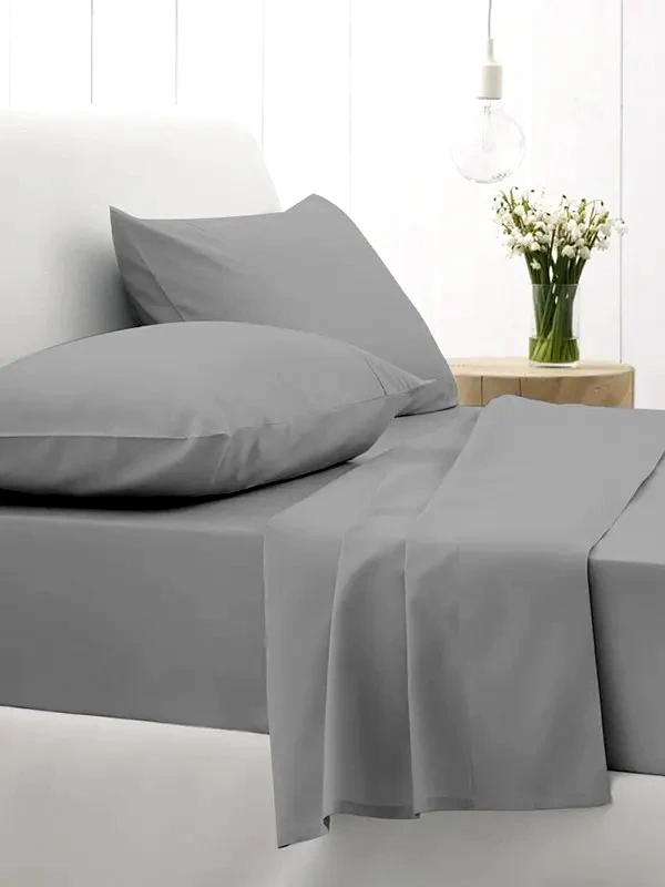 Sunshine Home Σετ Σεντόνια Sunshine Home Cotton Feelings 107 Dark Grey Μονό 165x270