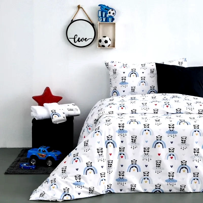 Sb Home Σετ Σεντόνια Μονά 3 Τεμαχίων Sb home Panda Blue 160x240