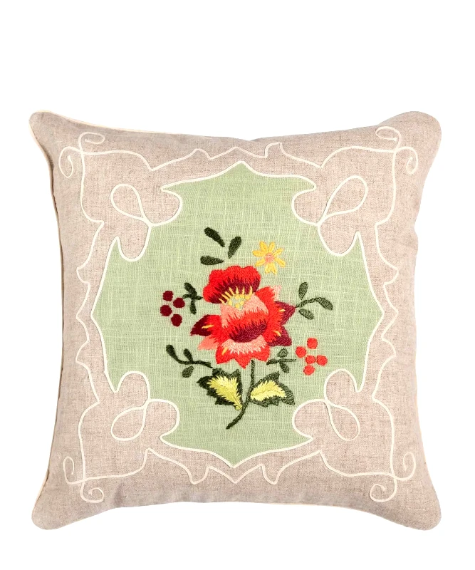 Μαξιλαροθήκη Διακόσμησης Silk Fashion Λινό Λουλούδι1 45x45 φωτογραφία